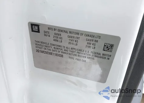 2014 Chevrolet Impala Limited Ltz from USA, damaged, VIN 2G1WC5E38E1183038